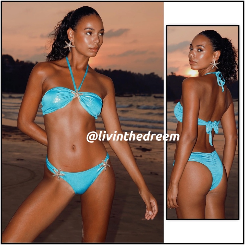 MODA MINX SUNSET SHORELINE PLAYA BANDEAU HALTER STARFISH BIKINI